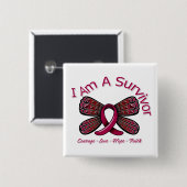 鎌状赤血球貧血バタフライ私は生存者 缶バッジ (正面&裏面)