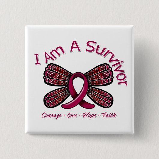 鎌状赤血球貧血バタフライ私は生存者 缶バッジ (正面)