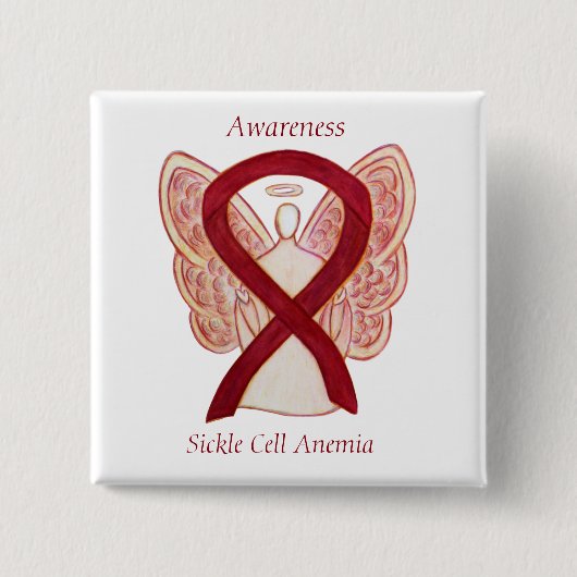 鎌状赤血球貧血認識度リボンエンジェルボタン 缶バッジ (正面)