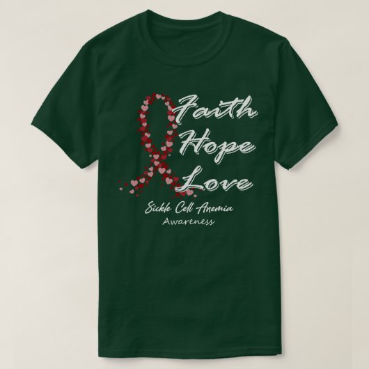鎌状赤血球貧血認識度信仰希望の愛 Tシャツ (デザイン正面)