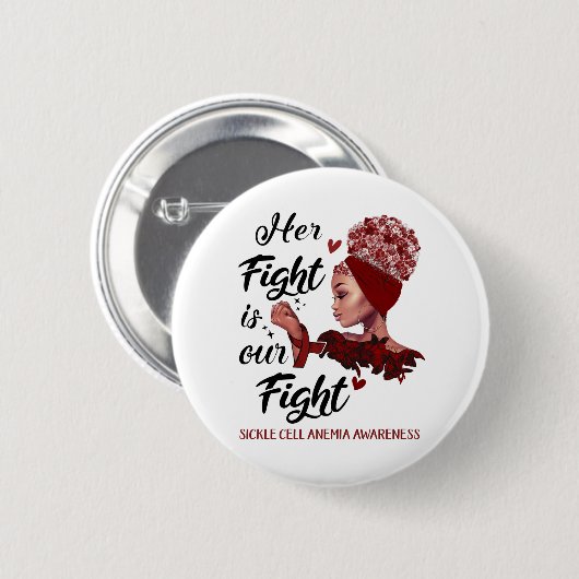 鎌状赤血球貧血認識度彼女の戦いは私たちの能力である 缶バッジ (正面&裏面)