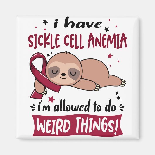 鎌状赤血球貧血認識度月リボンギフト マグネット (正面)