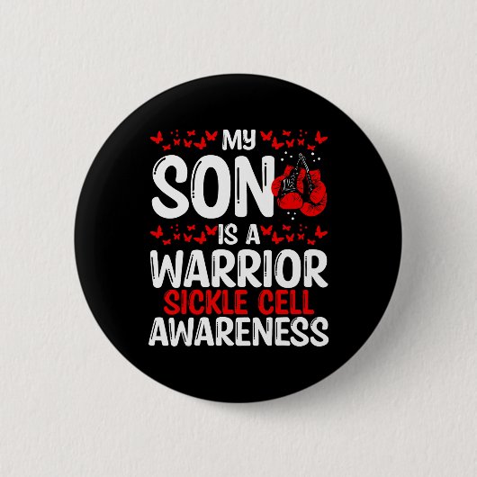 鎌細胞認識度リボン生存者私の息子は 缶バッジ (正面)