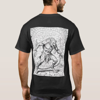 鎖に繋がれた獣人オオカミ - ラインアートTシャツ Tシャツ