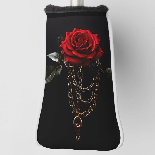 鎖に繋がれた赤い薔薇 ゴルフヘッドカバー (回転90)