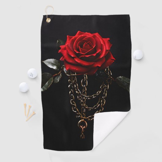 鎖に赤いバラ ゴルフタオル (インサイチュ)