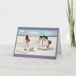 鎖のクリスマスの3 Pierrotsそして1匹のブタ シーズンカード