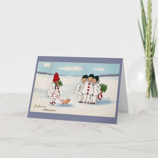 鎖のクリスマスの3 Pierrotsそして1匹のブタ シーズンカード (正面)