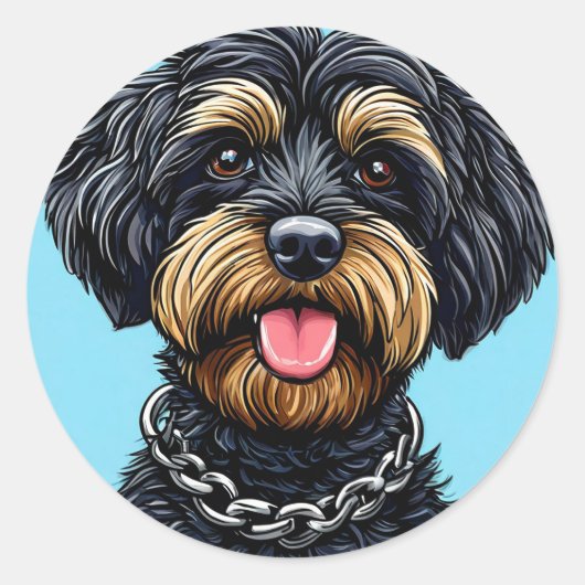 鎖をつけた犬 ラウンドシール (正面)