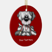 鎖を持つ犬(カスタマイズ可能な) セラミックオーナメント (右)