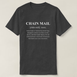 鎖帷子面白い鎧の定義 白抜き文字 Tシャツ