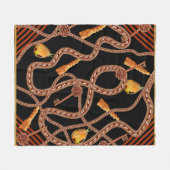 鎖模様、スカーフ模様。スカーフデザインバロック フリースブランケット (正面(横))