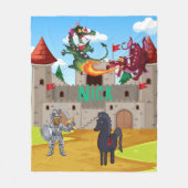 鎧と輝く龍の間抜け騎士 フリースブランケット (正面)