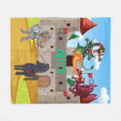 鎧と輝く龍の間抜け騎士 フリースブランケット (正面(横))