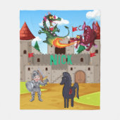 鎧と輝く龍の間抜け騎士 フリースブランケット (正面)