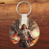 鎧の水の色オレンジ色の保護の天使 キーホルダー (正面)