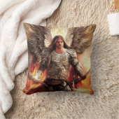 鎧の水の色オレンジ色の保護の天使 クッション (ブランケット)