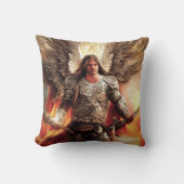 鎧の水の色オレンジ色の保護の天使 クッション (正面)