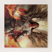 鎧の水の色オレンジ色の保護の天使 ジグソーパズル (横)