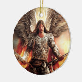 鎧の水の色オレンジ色の保護の天使 セラミックオーナメント (左)