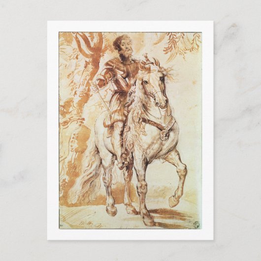 鎧をまとった騎士(ペンと紙) ポストカード (正面)