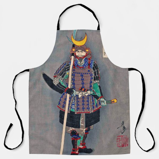 鎧を着た侍月岡芳年 エプロン (正面)