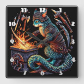 鎧、武器を練スタイリッシュる猫 スクエア壁時計 (正面)