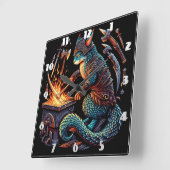 鎧、武器を練スタイリッシュる猫 スクエア壁時計 (傾斜)