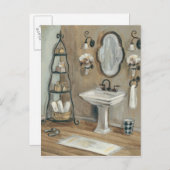 鏡および流しが付いているフランスのな浴室 ポストカード (正面/裏面)