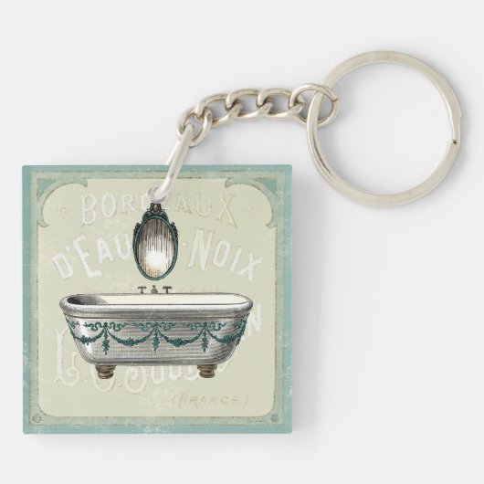 鏡が付いているヴィンテージの浴槽 キーホルダー (裏面)