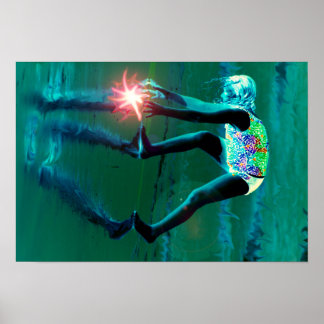 鏡に映るソウルポスターアートに手を伸ばす ポスター