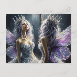 鏡に見える愛らしい妖精 ポストカード