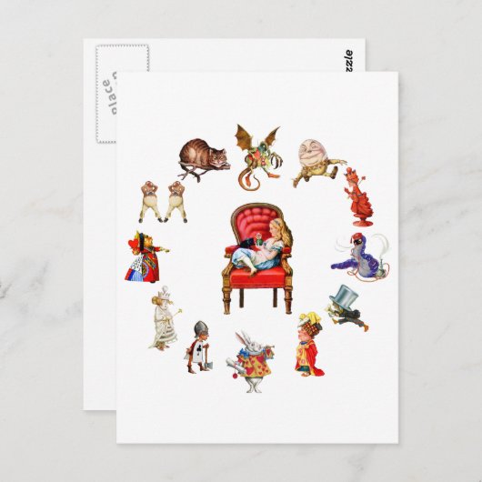 鏡ののまわりに中のアリス全員 ポストカード (正面/裏面)