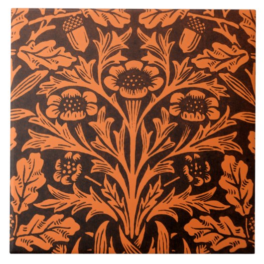 鏡のアコーンとオークの離れとフローラルパターン タイル (正面)