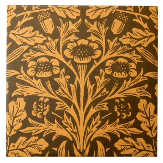 鏡のアコーンとオークの離れとフローラルパターン タイル (正面)