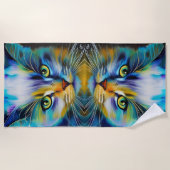 鏡のシャムカラフル猫の写真 ビーチタオル (正面)