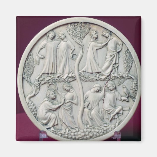 鏡のシーンを描いたケース， c.1320-30 マグネット (正面)