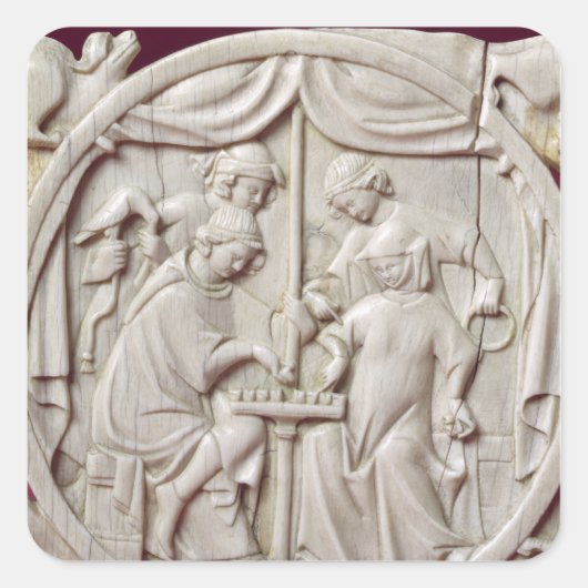 鏡のチェスのゲームを描くケース， c.1300 スクエアシール (正面)