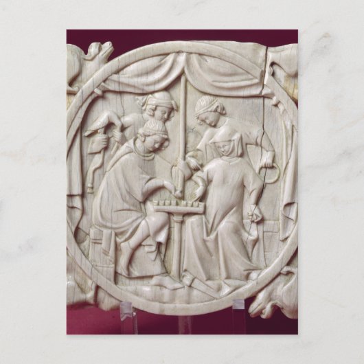 鏡のチェスのゲームを描くケース， c.1300 ポストカード (正面)