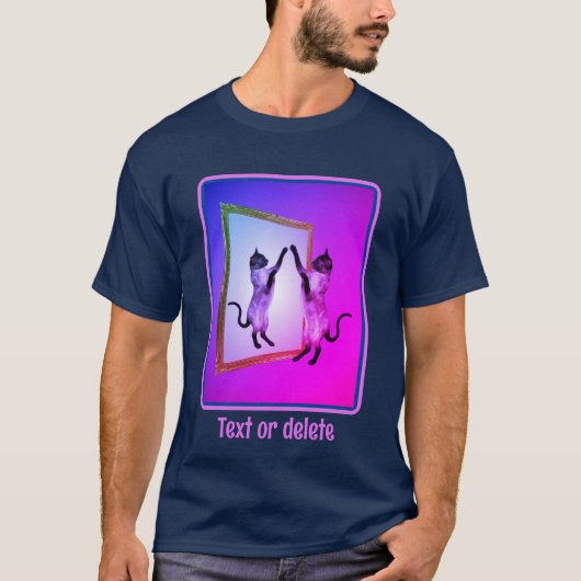 鏡の中のシャム猫パーソナライズされた Tシャツ (正面)
