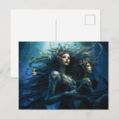 鏡の中の三人の海のニンフ ファンタジー絵画 ポストカード (正面/裏面)