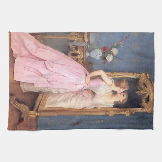鏡の前の美女(ヴァニティ) キッチンタオル (横)