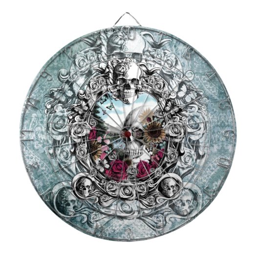 鏡の景色の頭骨 ダーツボード (正面)