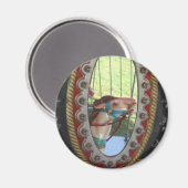 鏡の白黒の回転木馬の馬 マグネット (正面/裏面)