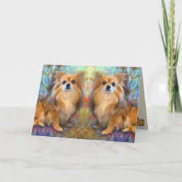 鏡イメージのロングヘアチワワ誕生日 カード