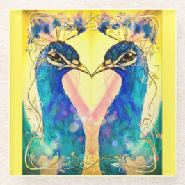 鏡イメージピーコックコースター ガラスコースター