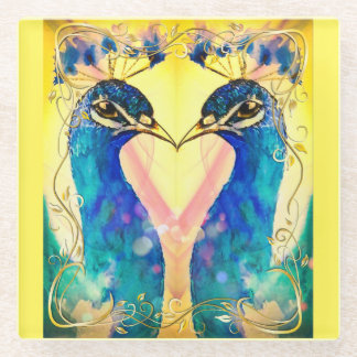 鏡イメージピーコックコースター ガラスコースター