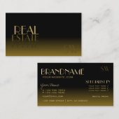 鏡エレガントフォントブスタイリッシュラックブラウンモノグラム 名刺 (正面/裏面)