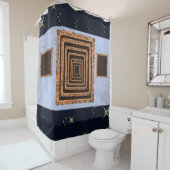 鏡オレンジブルーのショーカーテン シャワーカーテン (インサイチュ)