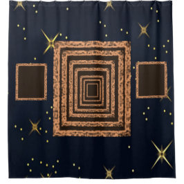 鏡オレンジブルーのショーカーテン シャワーカーテン